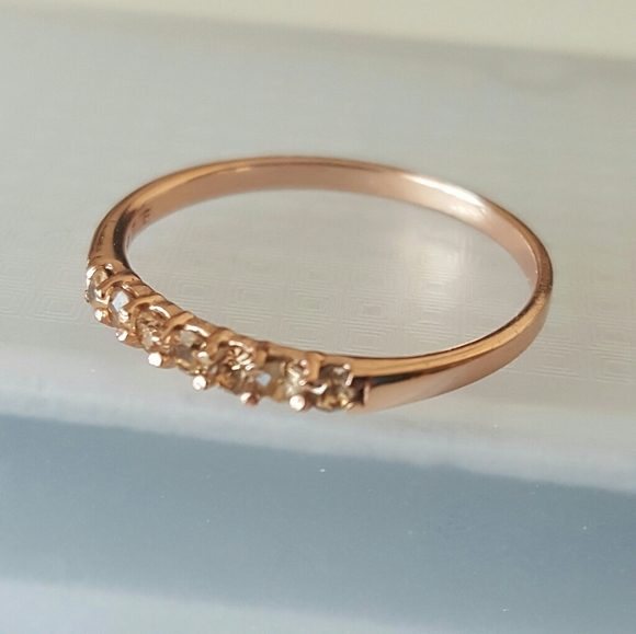 Rose Gold Plated Sterling Silver Stacking Ring - Picture 2 of 7